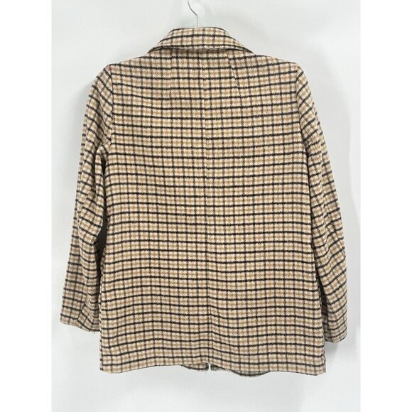 Joie Long Line Plaid Open Shacket Blazer Brown Sz Medium - Picture 6 of 6